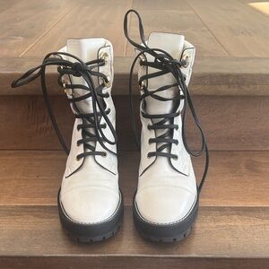 Stuart Weitzman white combat boot